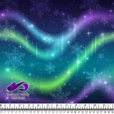 Mystical Northern Lights and Snowflakes on a Starry Night Sky