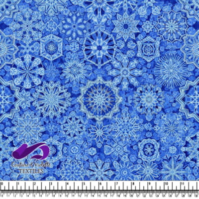 Blue Snowflake Patterned Fabric Design
