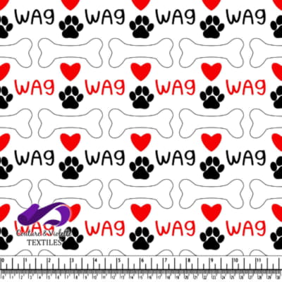 Wag Love Paw Prints and Bones Pattern Textile Design