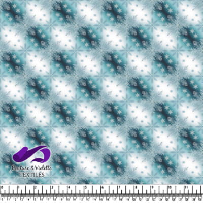 Teal and White Snowflake Pattern Textile Design