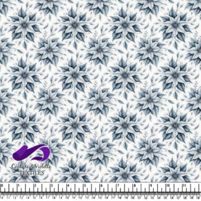 Blue and white floral fabric pattern