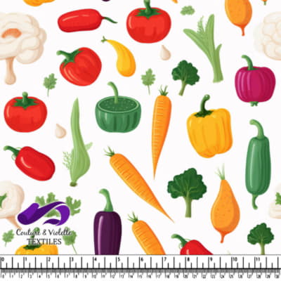 Colorful Vegetables Pattern on White Background