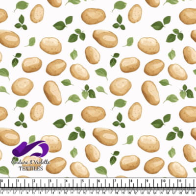 Whole and Sliced Potatoes with Green Leaves