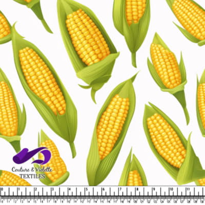 Corn Cobs with Green Leaves on White Background