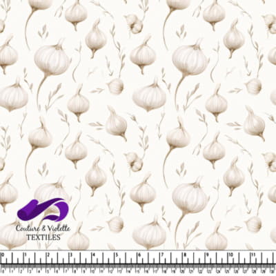 Hand Drawn Garlic and Herbs on White Background