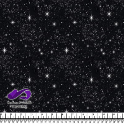 Black Starry Night Sky with Twinkling Stars Pattern