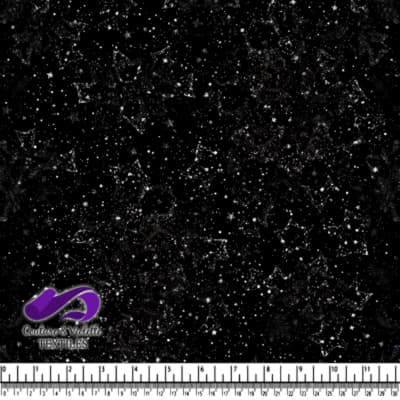 Black fabric with white constellation star pattern