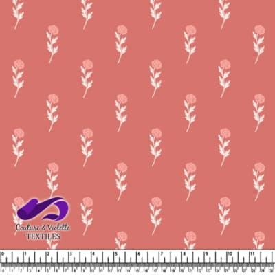 Doux Motif de Roses Roses sur Fond Corail Doux