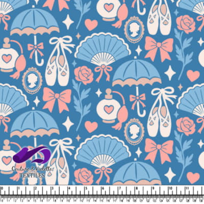 Motif d'Accessoires de Ballet Vintage sur Fond Bleu