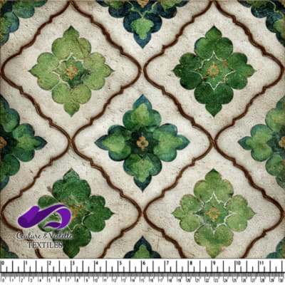 Motif Floral Vintage Vert