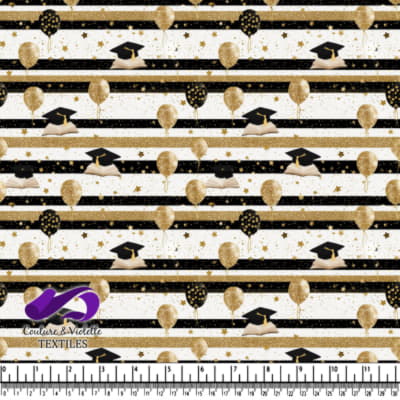 Graduation Celebration Pattern with Caps Balloons and Stars