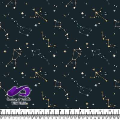 Tissu Céleste Nocturne avec Motifs de Constellations