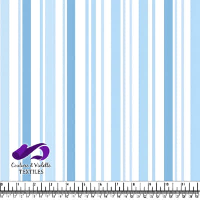 Blue and white vertical striped fabric pattern