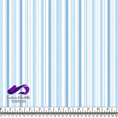 Blue and white vertical striped fabric pattern