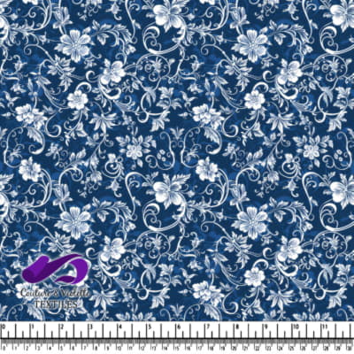 Motif floral vintage bleu et blanc