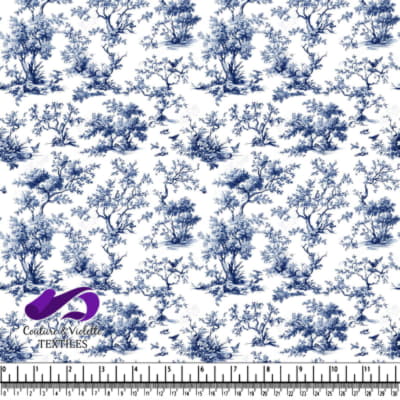 Motif d'Arbre Vintage Bleu et Blanc