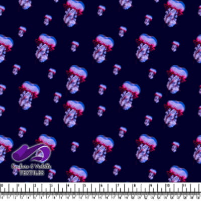 Glowing Jellyfish in Dark Ocean Depths Pattern