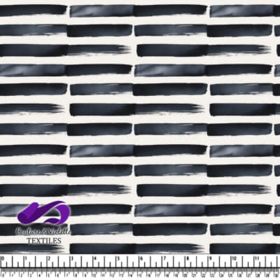 Black Brush Stroke Horizontal Pattern on White Background