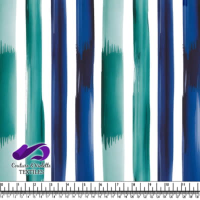 Motif à Rayures Verticales en Pinceau Bleu et Vert