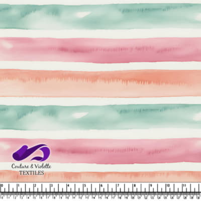 Motif de Tissu Rayé Aquarelle aux Teintes Pastel