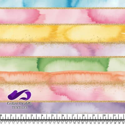 Rayures Multicolores Aquarelle avec Accents Dorés