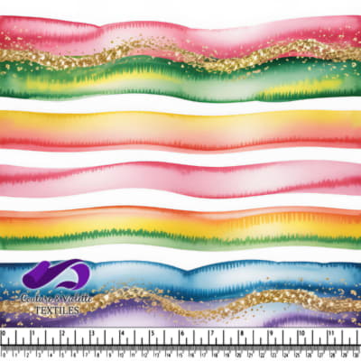 Rayures Abstraites en Aquarelle Colorée avec Accents de Paillettes Dorées