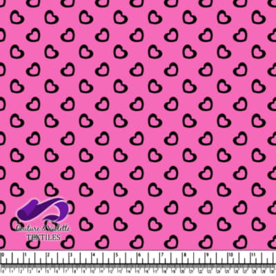 Motif de Cœurs Noirs sur Fond Rose Éclatant