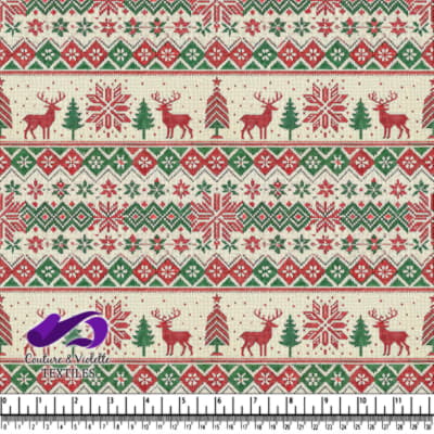Christmas holiday reindeer and snowflake knit pattern fabric design