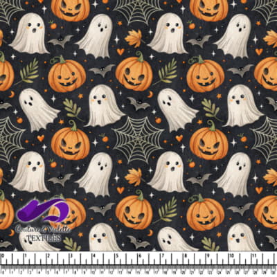 Cute Halloween Pattern with Pumpkins Ghosts and Bats