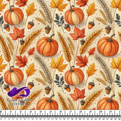 Autumn Harvest Pumpkins Acorns and Fall Leaves Pattern