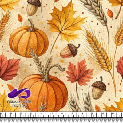 Autumn Harvest Pumpkins and Acorns Pattern