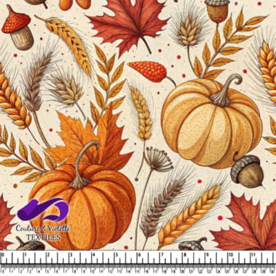 Autumn Harvest Pumpkins and Leaves Pattern