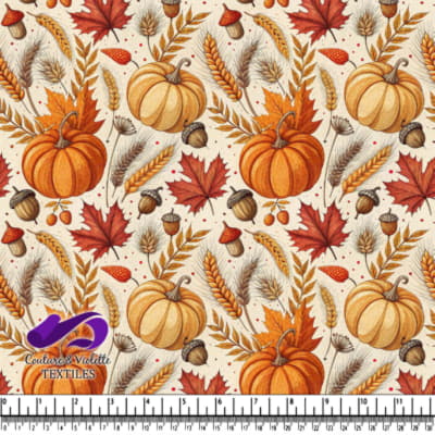 Autumn Harvest Pumpkins and Leaves Pattern