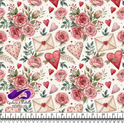 Motif de Roses et Cœurs Romantiques