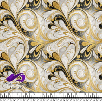 Motif Tourbillonnant Élégant en Or et Noir