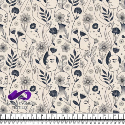 Floral Faces and Leaves Pattern Design