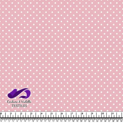 Pink Fabric with White Polka Dots Pattern