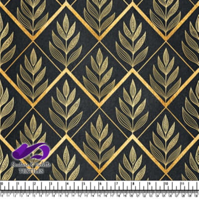 Elegant Gold Leaf Pattern Fabric