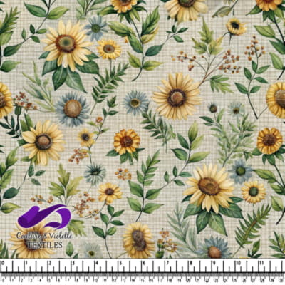 Sunflowers and Green Leaves Pattern