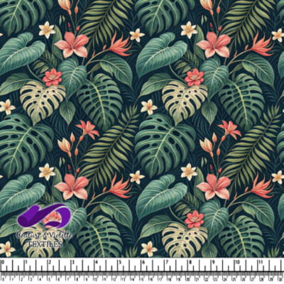 Tropical Leaves and Flowers Pattern