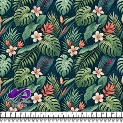 Motif de Feuilles et Fleurs Tropicales
