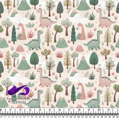 Cute Dinosaurs in Forest Pattern