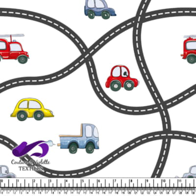 Cartoon Cars on Curvy Roads Pattern