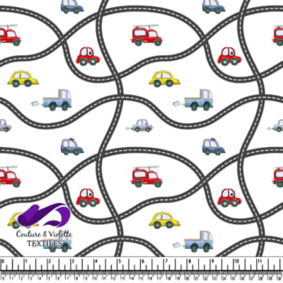 Cartoon Cars on Curvy Roads Pattern