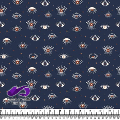 Mystical Eyes Pattern on Navy Background