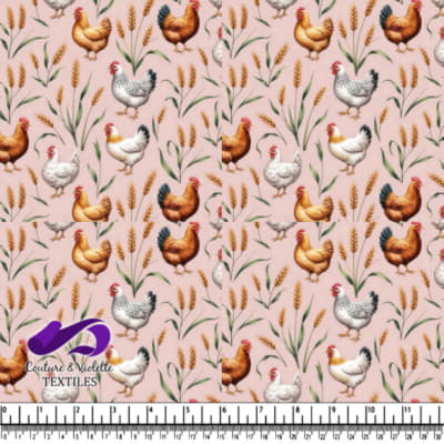 Motif de Poules de Ferme et de Blé