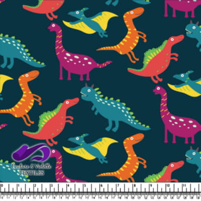Motif Coloré de Dinosaures de Dessin Animé