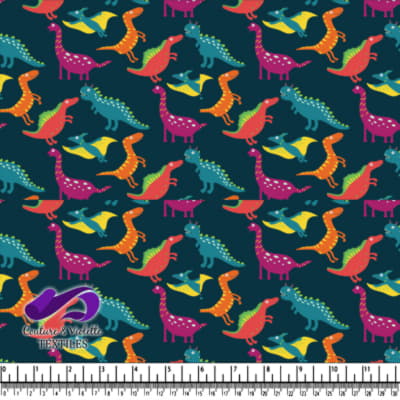 Motif Coloré de Dinosaures de Dessin Animé