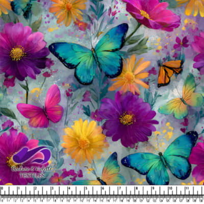 Motif de Papillons et Fleurs Vives