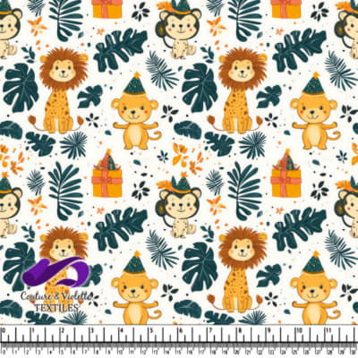 Motif d'Animaux de Jungle Adorables avec Feuilles